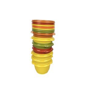Vintage LOT OF 6 Tupperware Yellow Green Orange Red Storage US with Lids 4" x 5"